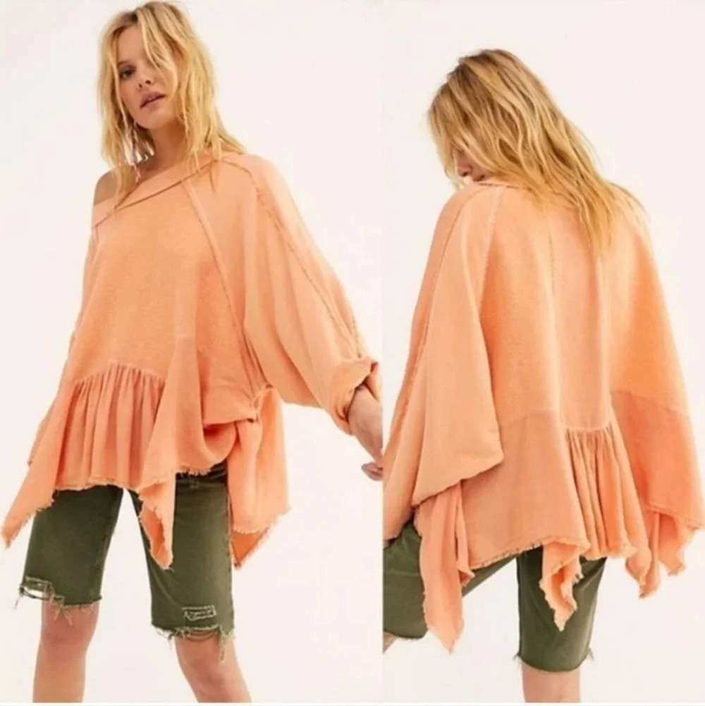 Free People "Gold Duster" Sweatshirt Size XS Oversized Summer Boho Festival